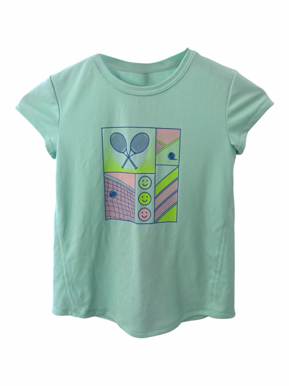 All in Motion Mint Green Short-Sleeve Performance Tee with Tennis Graphic